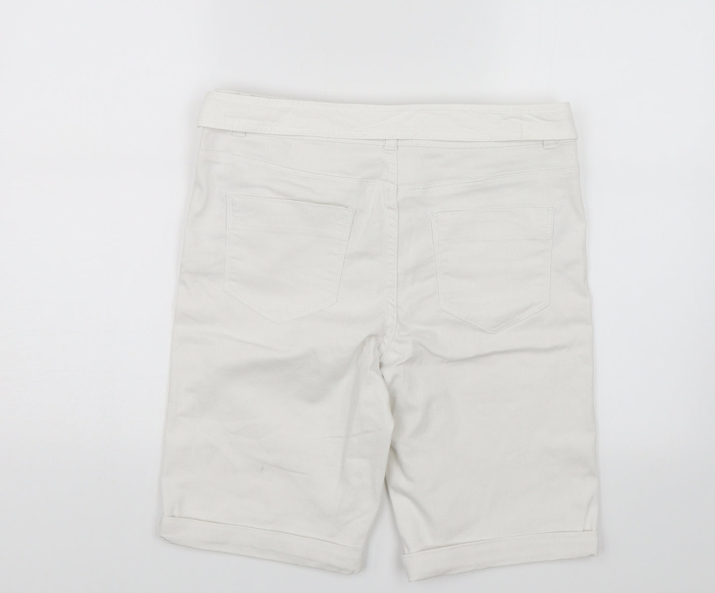 Nutmeg Womens White  Denim Chino Shorts Size 12