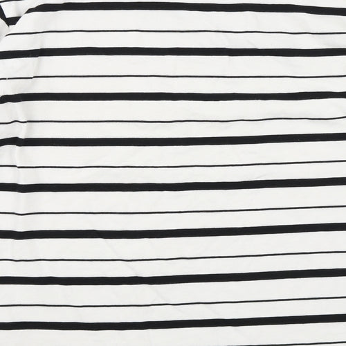 Pull&Bear Mens White Striped  Pullover Jumper Size M