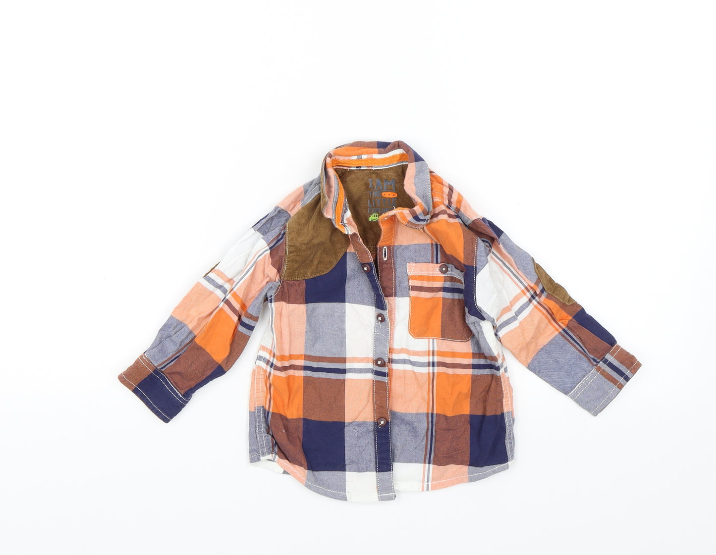 NXT Baby Orange Plaid  Basic Button-Up Size 12-18 Months