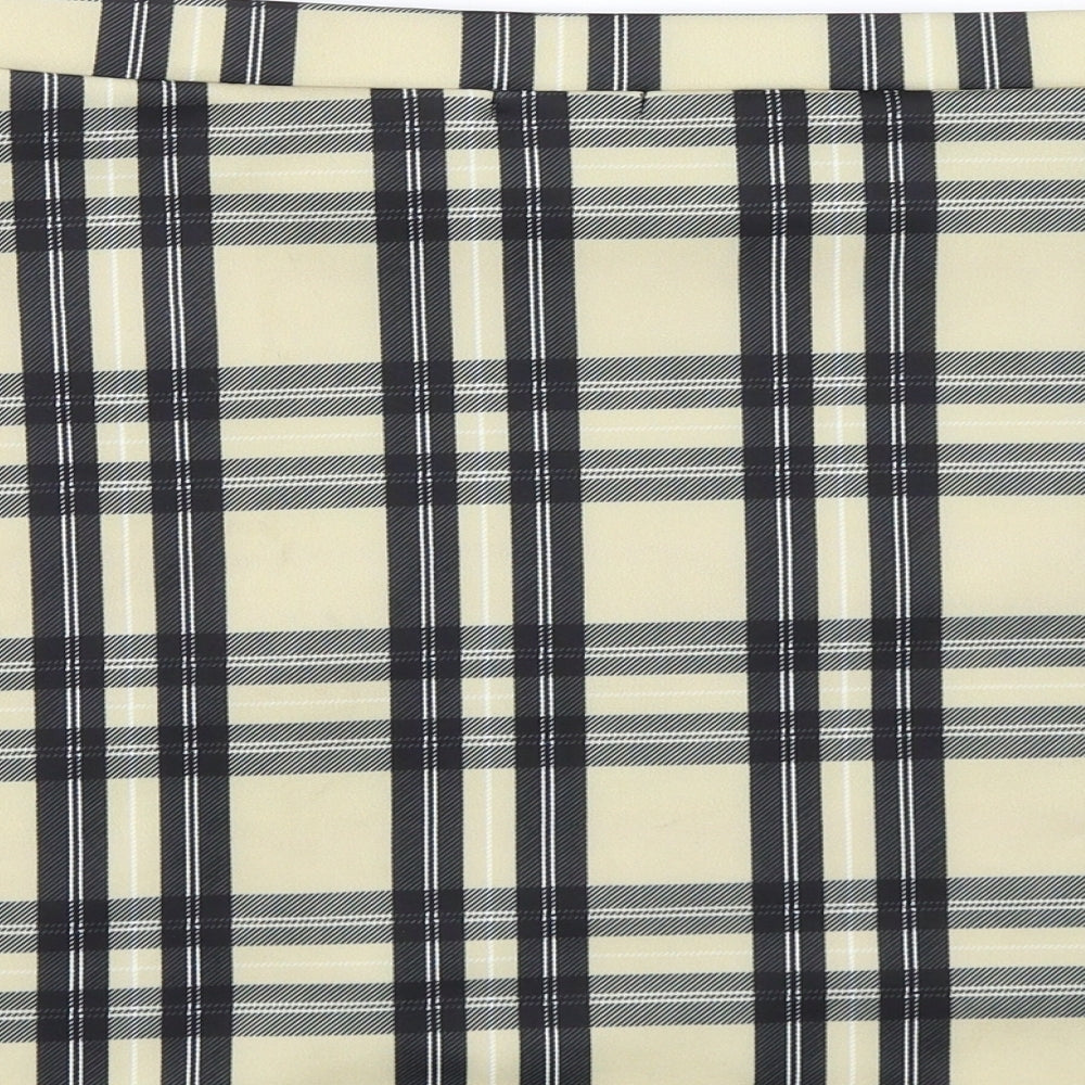 PRETTYLITTLETHING Womens Beige Plaid  Mini Skirt Size 12