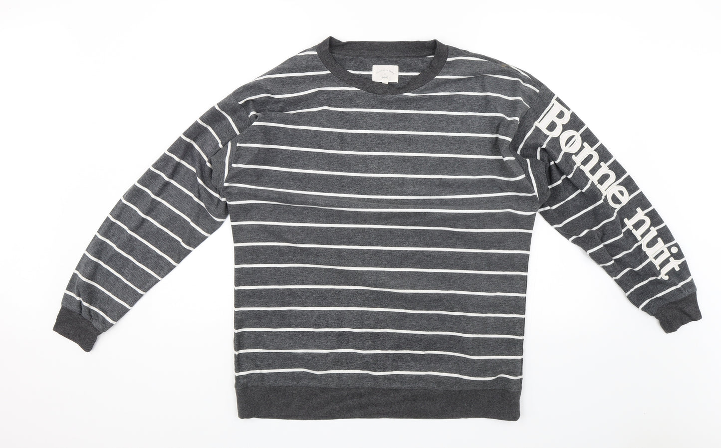 NEXT Womens Grey Striped  Pullover Jumper Size 10  - Bonnie Nuit