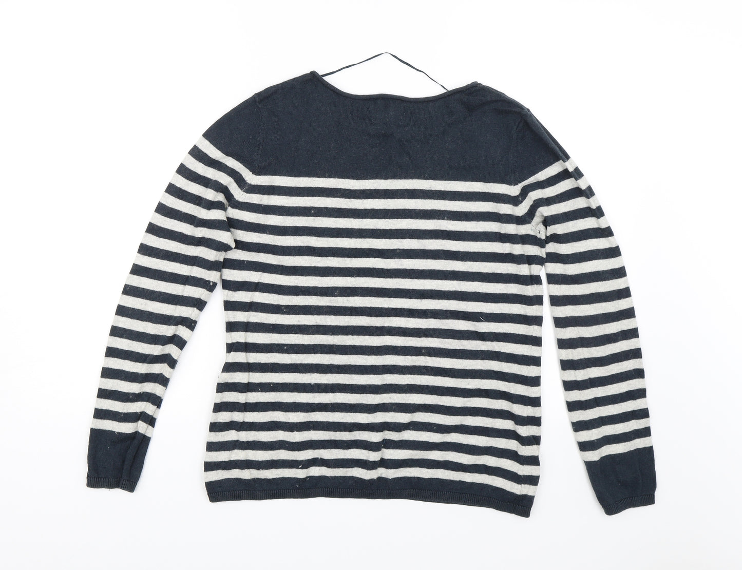 Ahoy There! Womens Grey Striped  Pullover Jumper Size 14