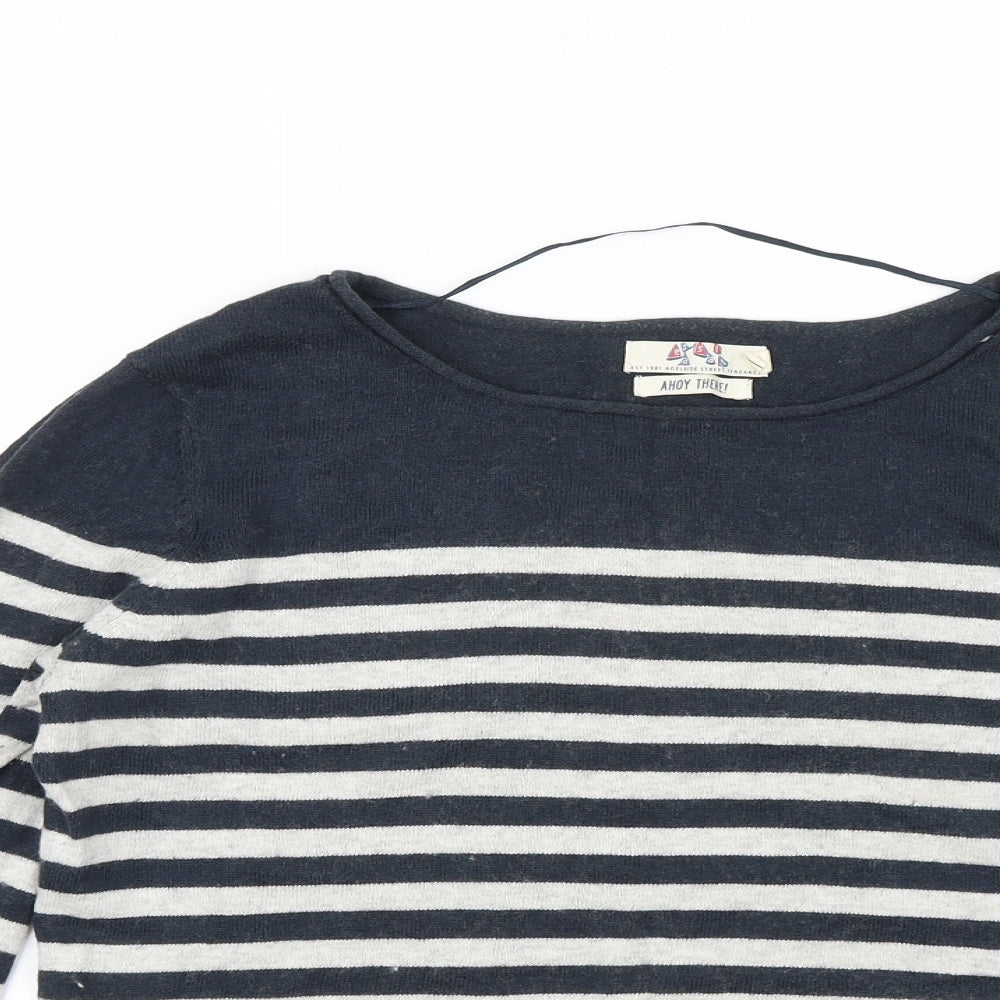 Ahoy There! Womens Grey Striped  Pullover Jumper Size 14