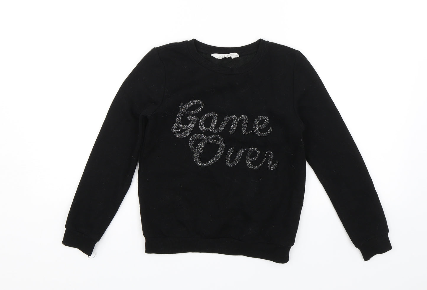 H&M Girls Black   Pullover Jumper Size 9-10 Years  - Game over