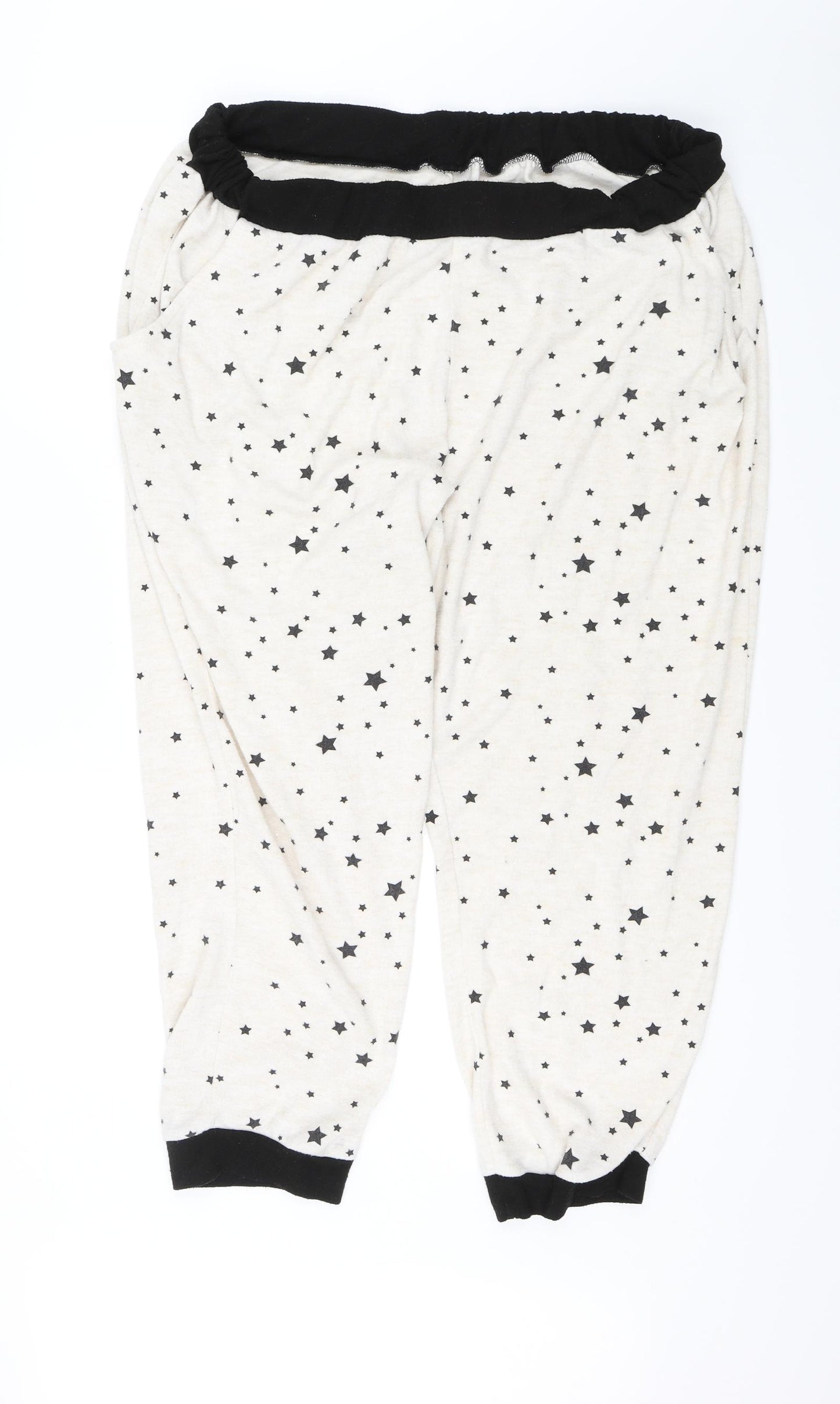Preworn Womens White Solid   Pyjama Pants Size 28  - Stars