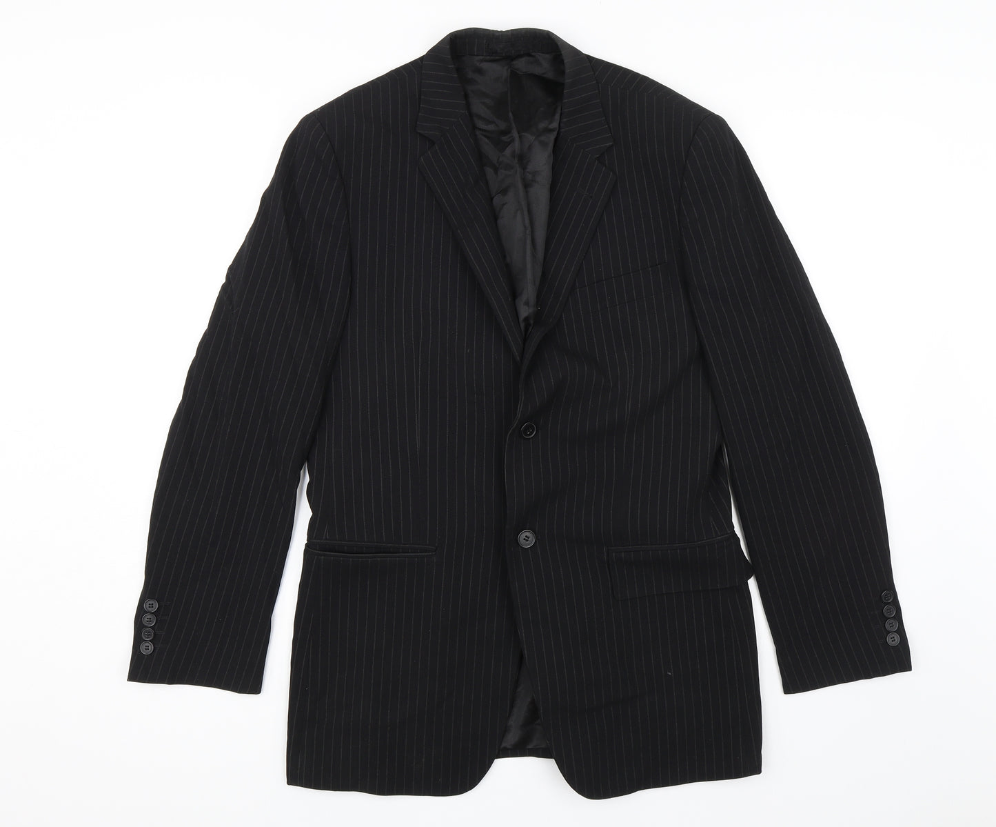 Butler & Webb Mens Black Striped  Jacket Blazer Size 34