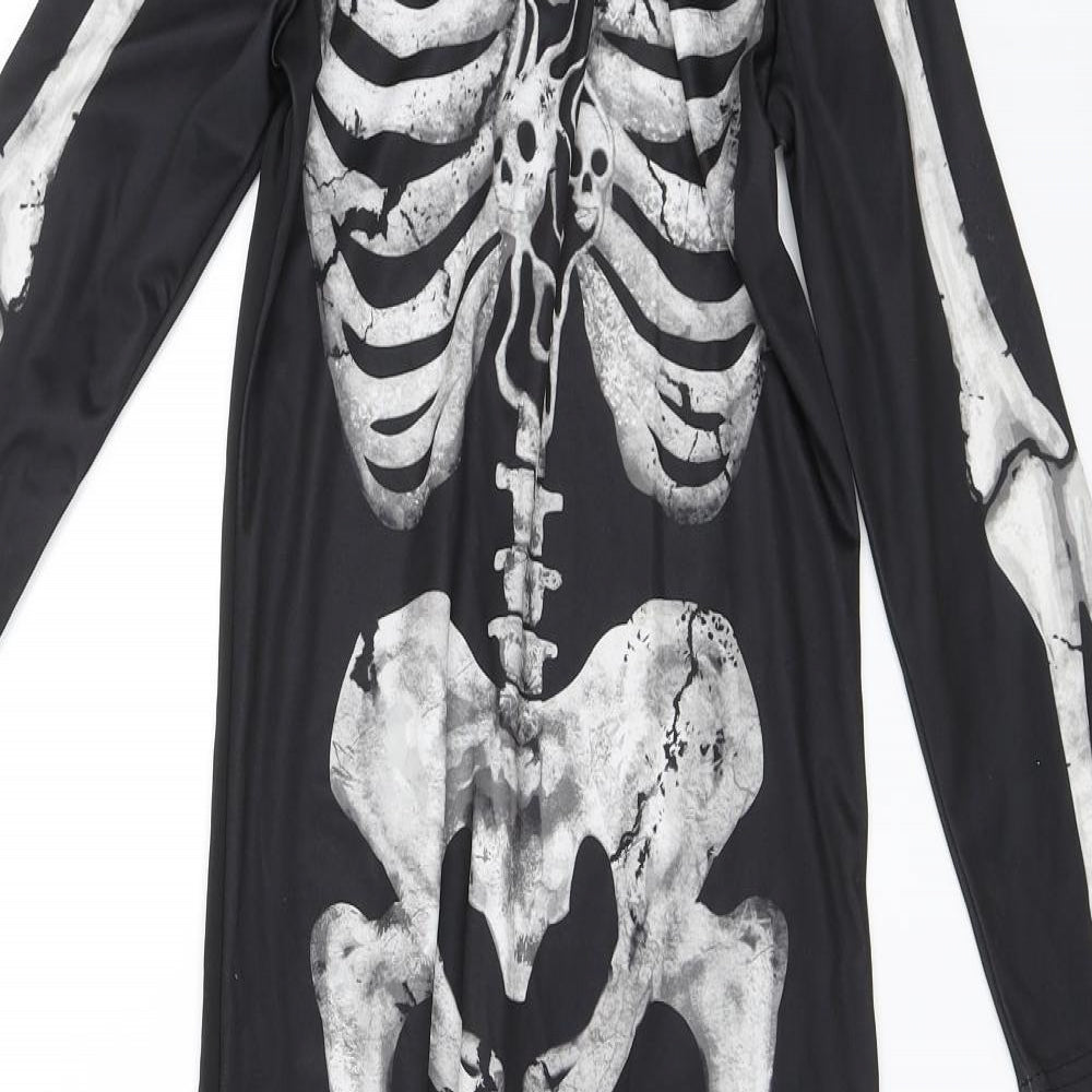 George Boys Black Solid   One Piece Size 7-8 Years  - Skeleton