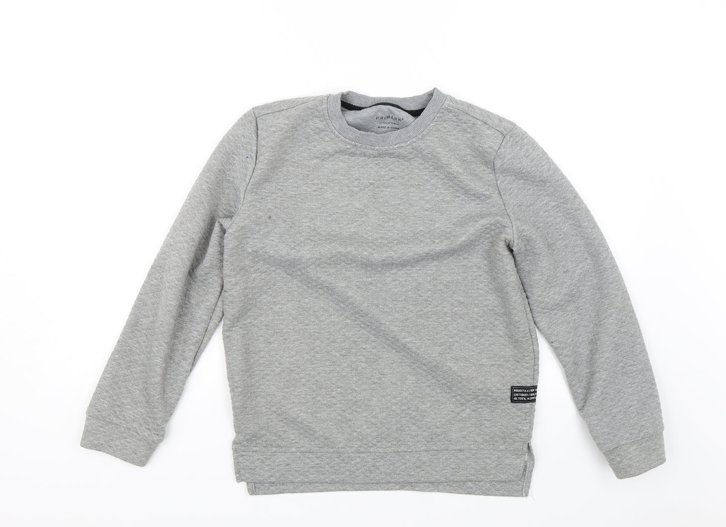 Primark Boys Grey   Pullover Jumper Size 12-13 Years