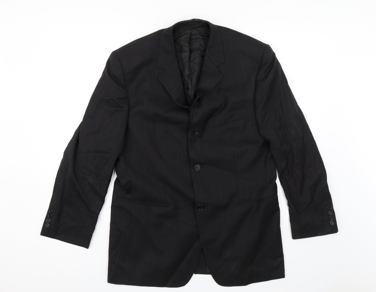 Van Kollem Mens Black Striped  Jacket Blazer Size 36