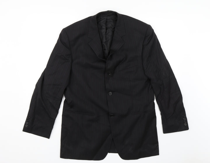 Van Kollem Mens Black Striped  Jacket Blazer Size 36