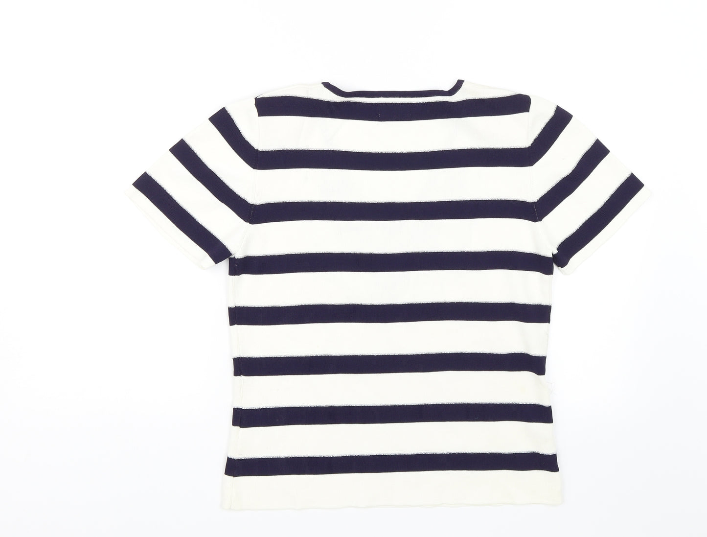 Roman Womens White Striped  Basic Blouse Size S