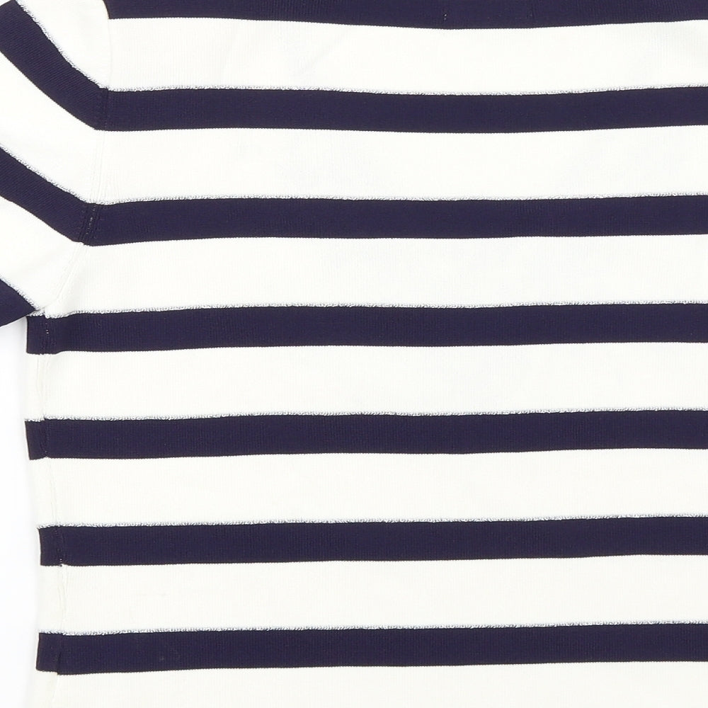 Roman Womens White Striped  Basic Blouse Size S