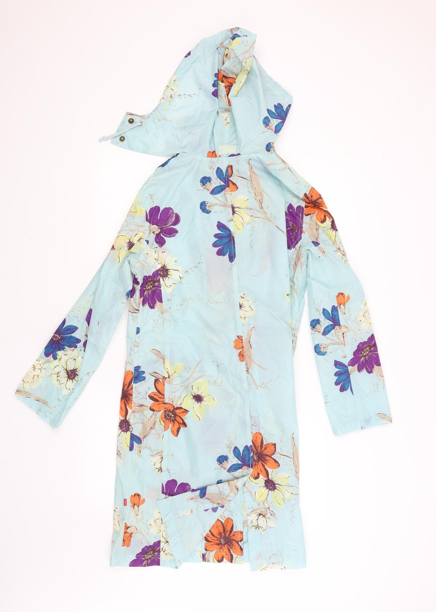 Vacknox  Womens Blue Floral  Rain Coat Poncho Size 8