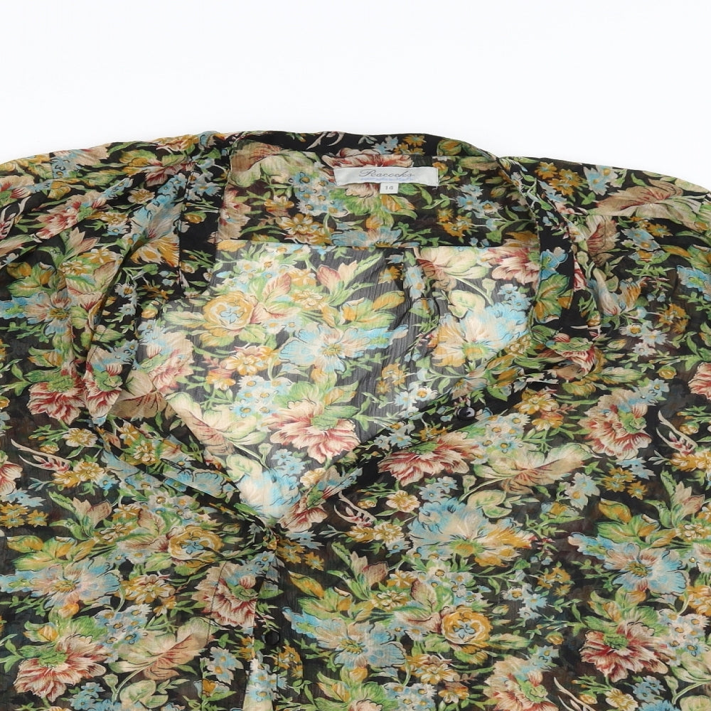 Peacocks Womens Multicoloured Floral  Basic Button-Up Size 14