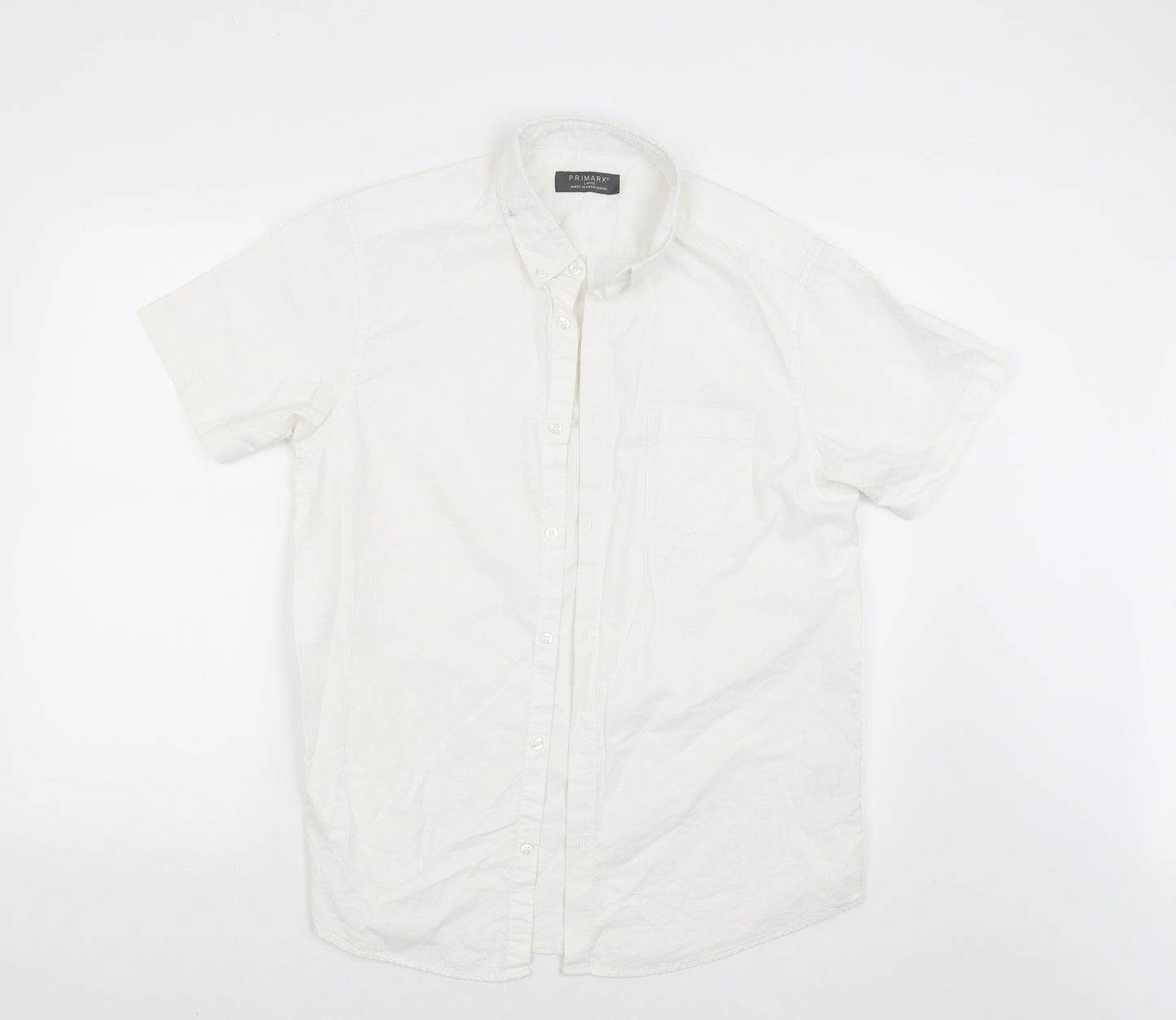 Primark Mens White    Button-Up Size L