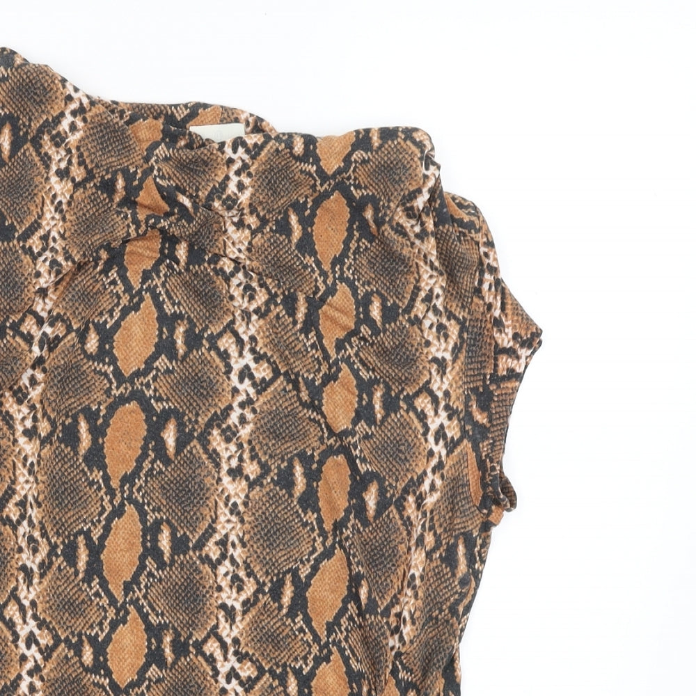 NEXT Womens Brown Animal Print  Basic Blouse Size 12