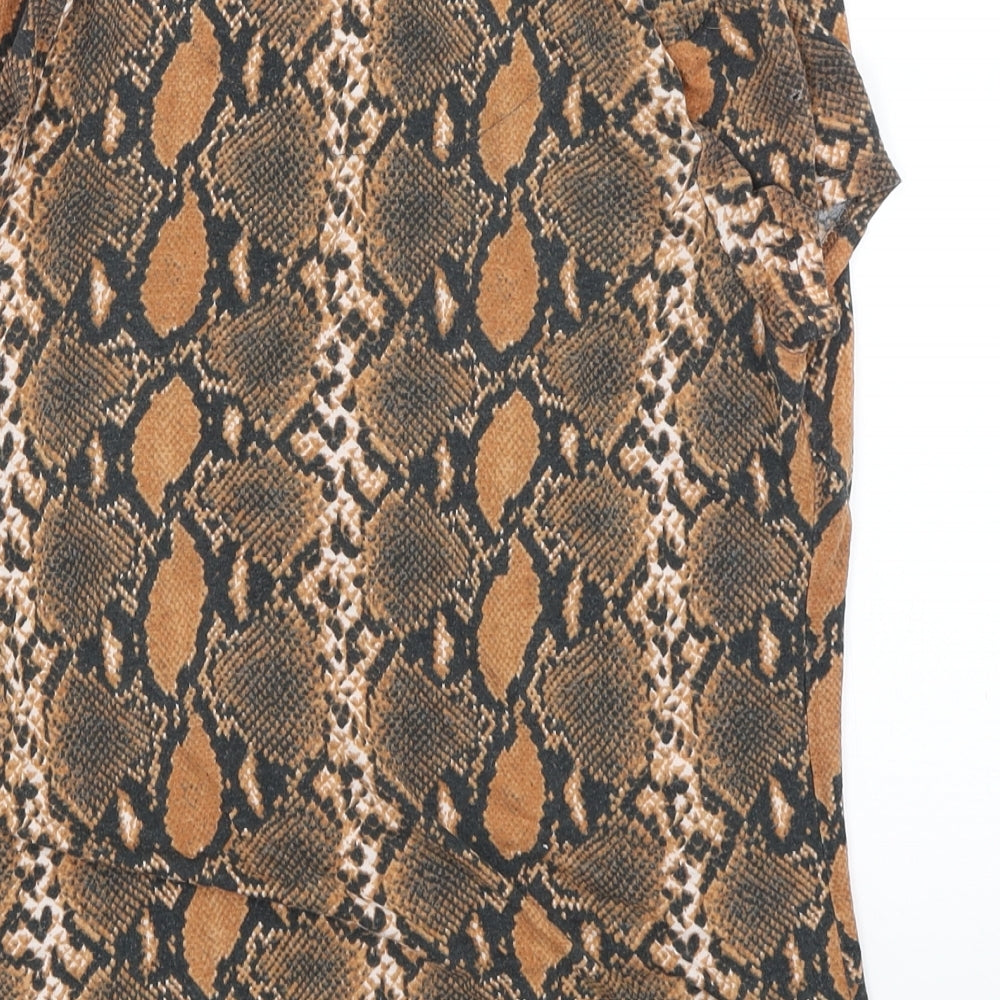 NEXT Womens Brown Animal Print  Basic Blouse Size 12