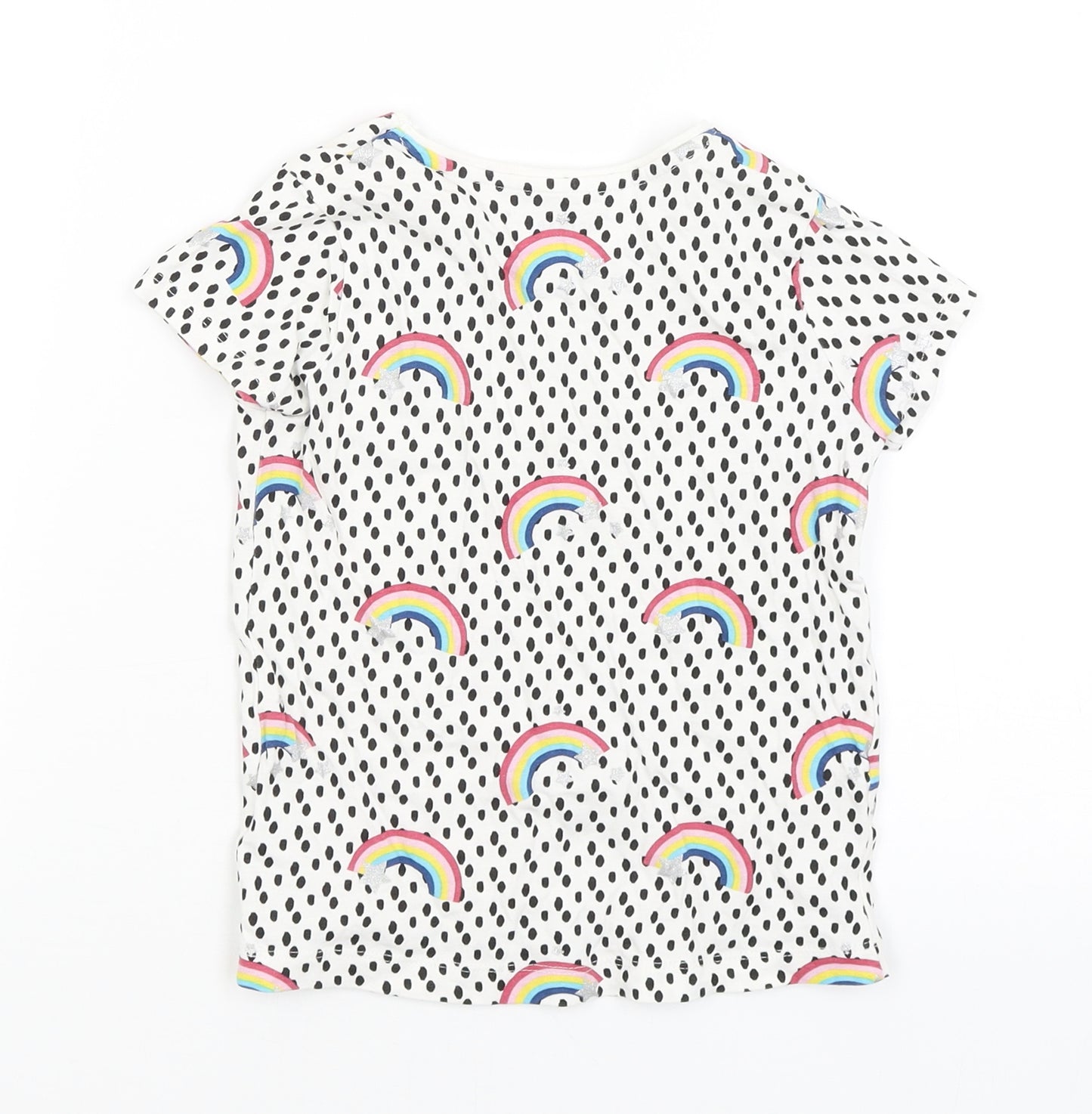 Primark Girls White Spotted  Basic T-Shirt Size 4-5 Years
