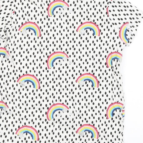 Primark Girls White Spotted  Basic T-Shirt Size 4-5 Years