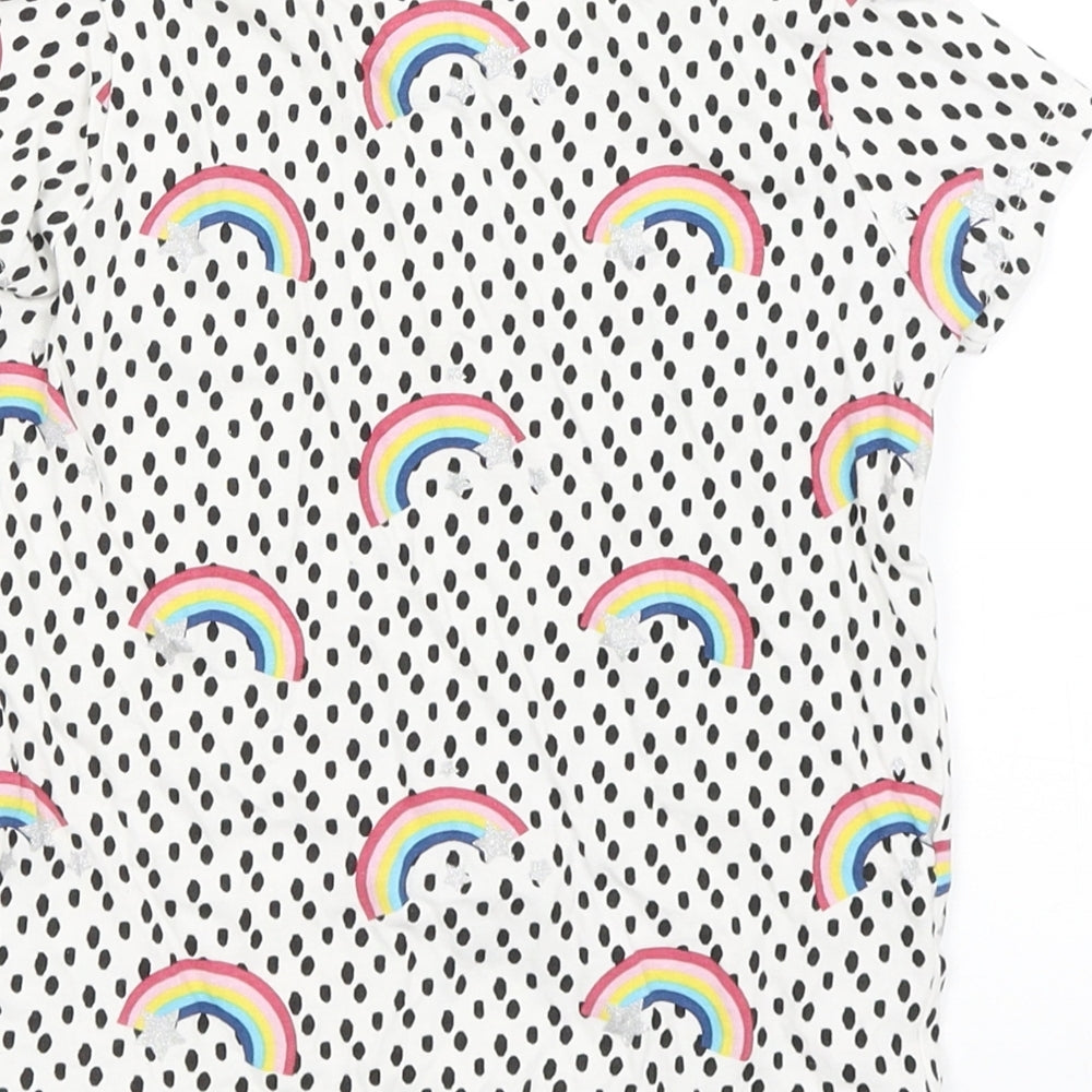 Primark Girls White Spotted  Basic T-Shirt Size 4-5 Years