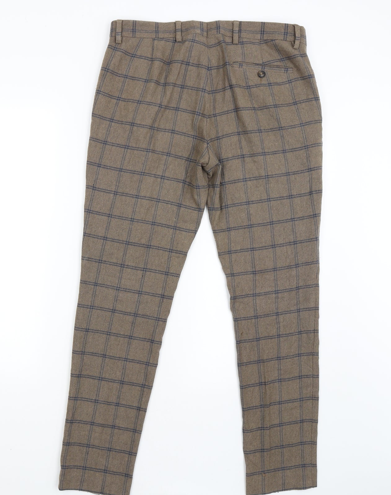 River Island Mens Brown Check  Chino Trousers Size 32 L28 in