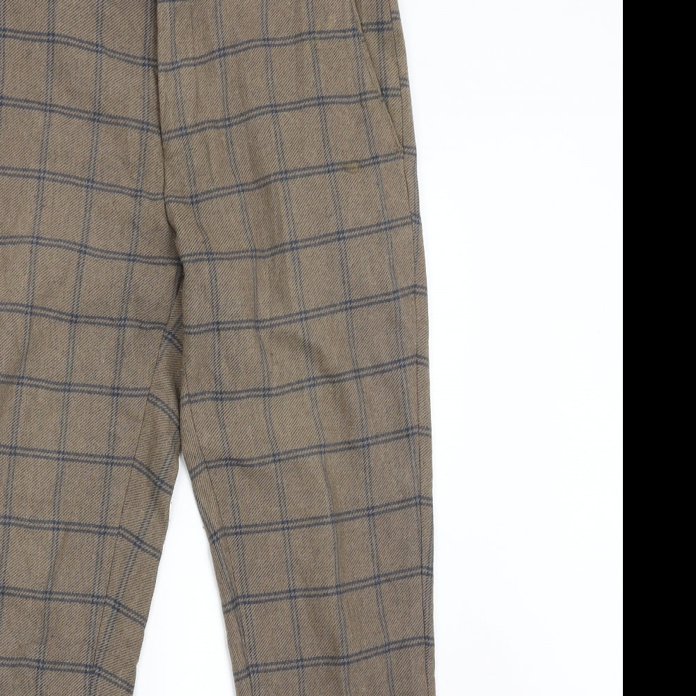 River Island Mens Brown Check  Chino Trousers Size 32 L28 in