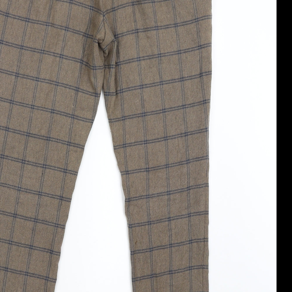 River Island Mens Brown Check  Chino Trousers Size 32 L28 in