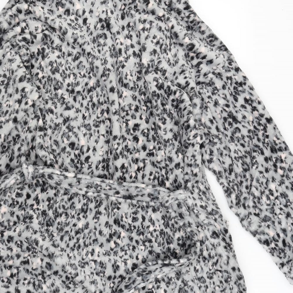M&S Womens Grey Animal Print  Babydoll Gown Size 16