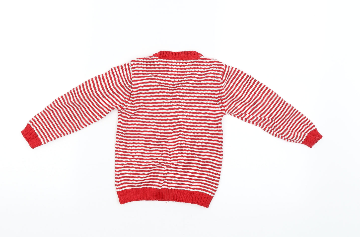 F&F Girls Red Striped  Pullover Jumper Size 12-18 Months