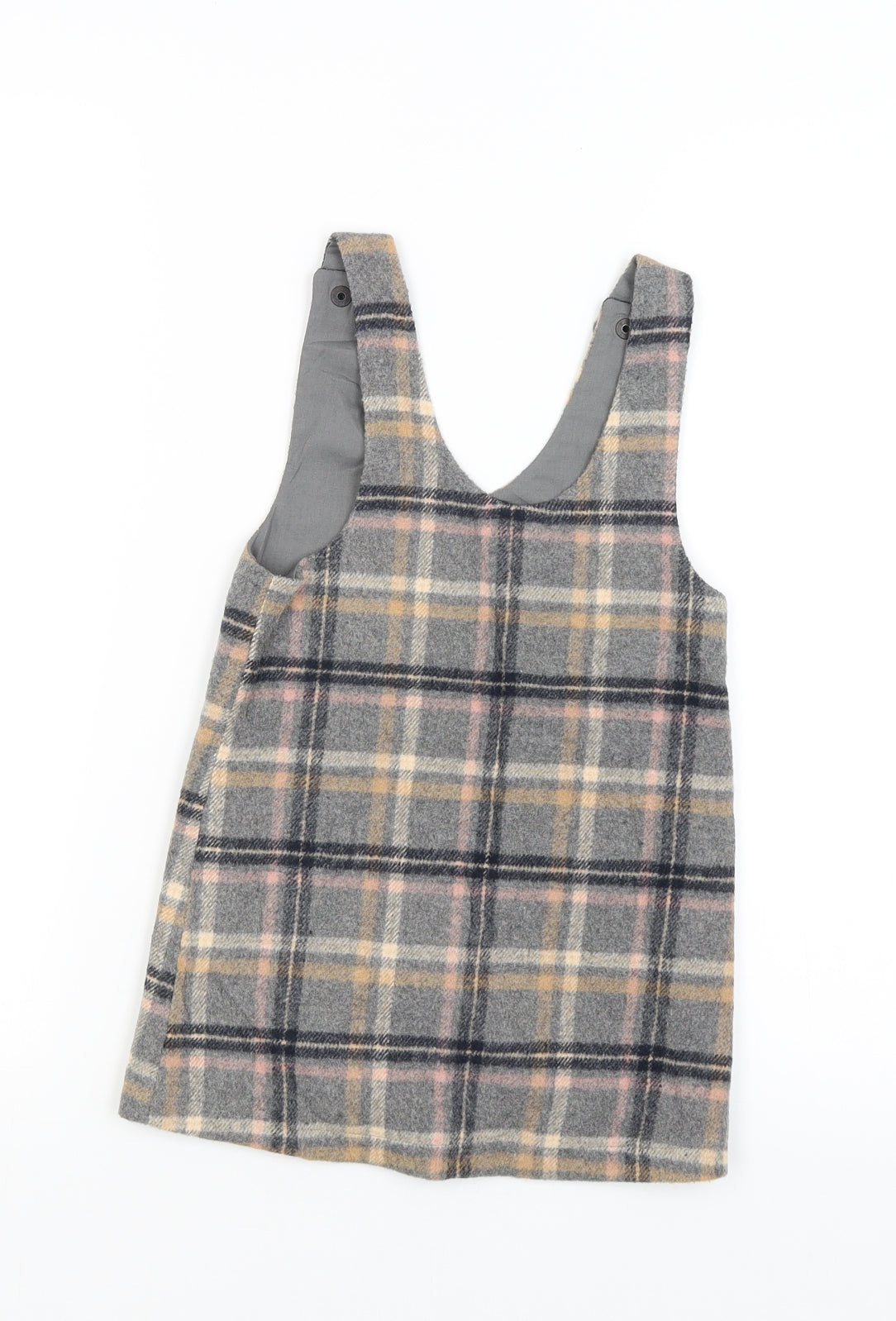 NEXT Girls Grey Check  Pinafore/Dungaree Dress  Size 3-4 Years