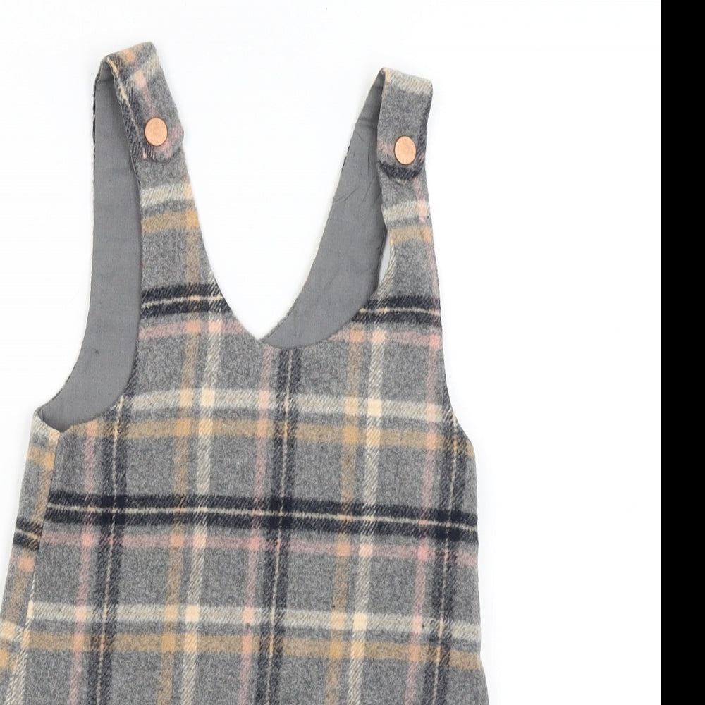 NEXT Girls Grey Check  Pinafore/Dungaree Dress  Size 3-4 Years