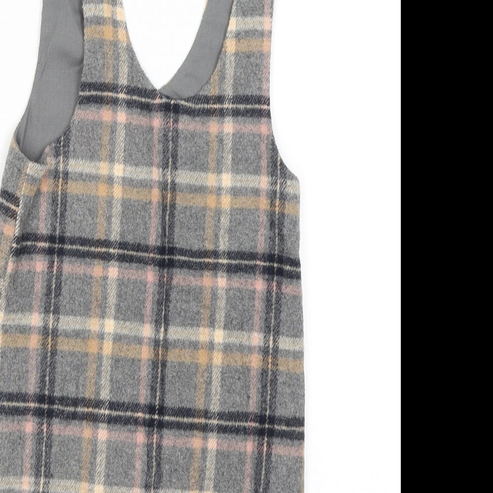 NEXT Girls Grey Check  Pinafore/Dungaree Dress  Size 3-4 Years