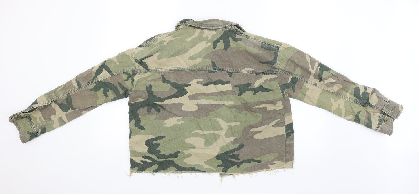Topshop Womens Green Camouflage  Military Jacket Coat Size XS