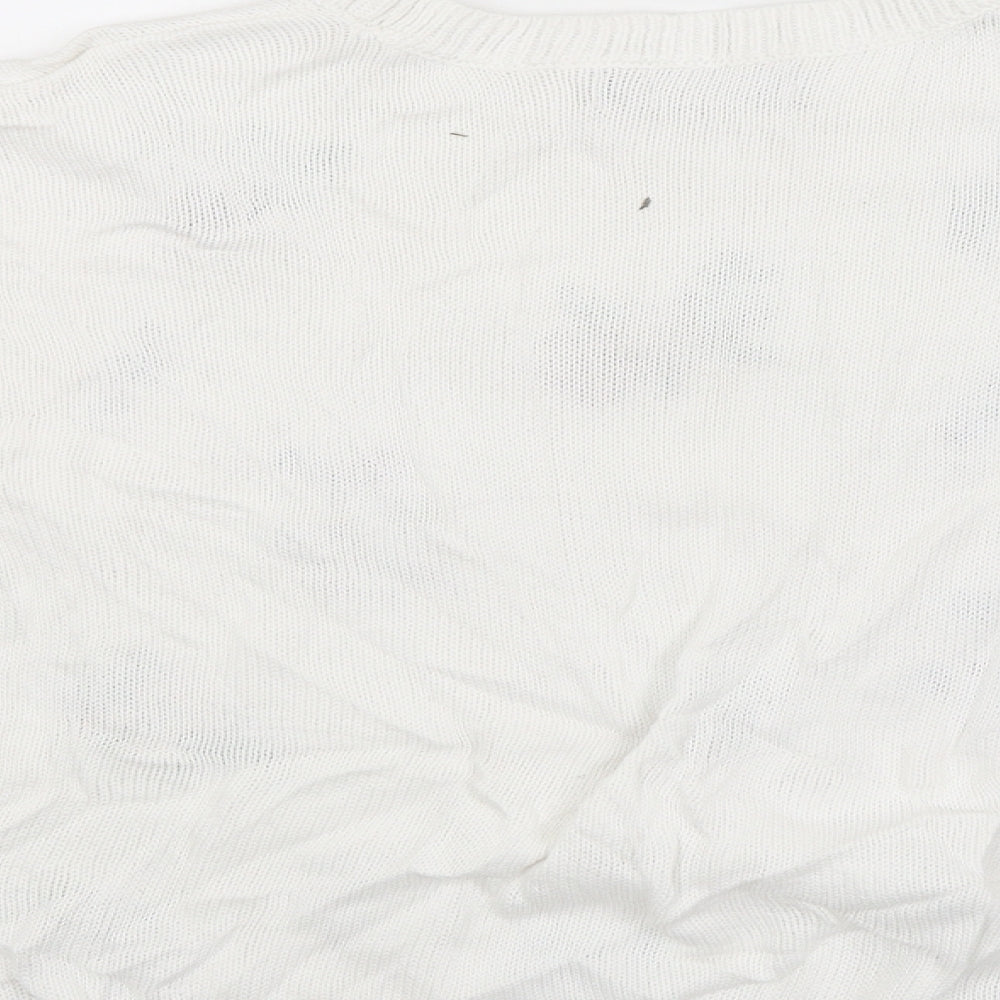 M&S Womens White Floral  Pullover Jumper Size 8