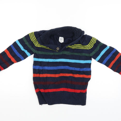 Gap Womens Blue Striped  Pullover Jumper Size M