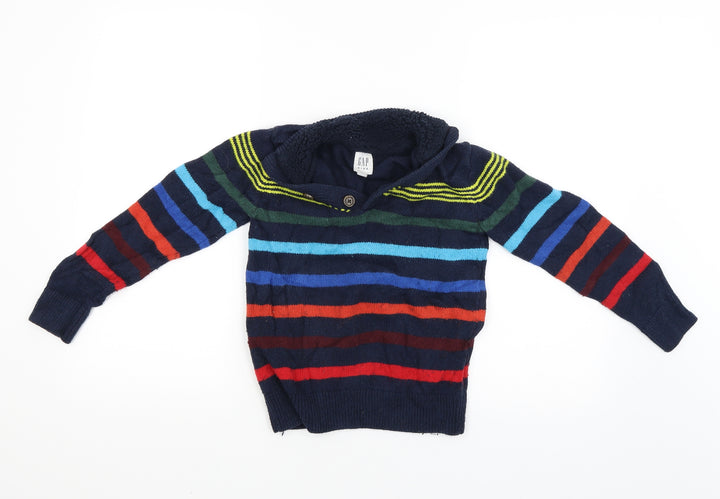 Gap Womens Blue Striped  Pullover Jumper Size M