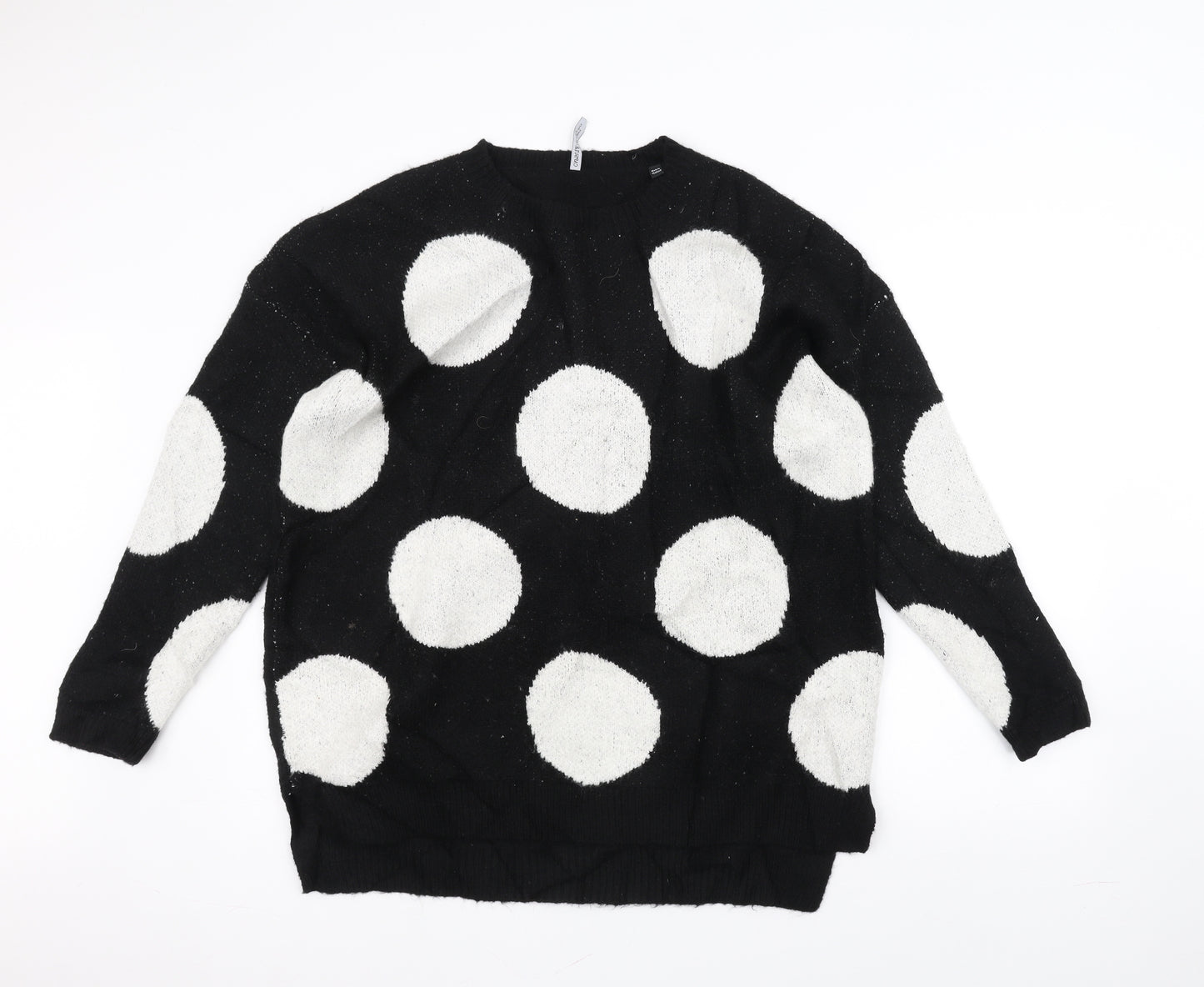 capsule Womens Black Polka Dot Knit Pullover Jumper Size 12