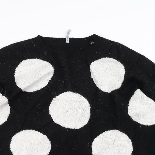 capsule Womens Black Polka Dot Knit Pullover Jumper Size 12