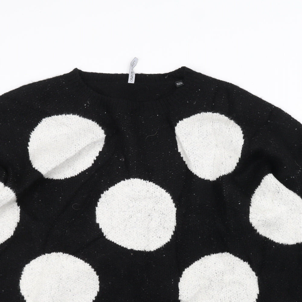 capsule Womens Black Polka Dot Knit Pullover Jumper Size 12