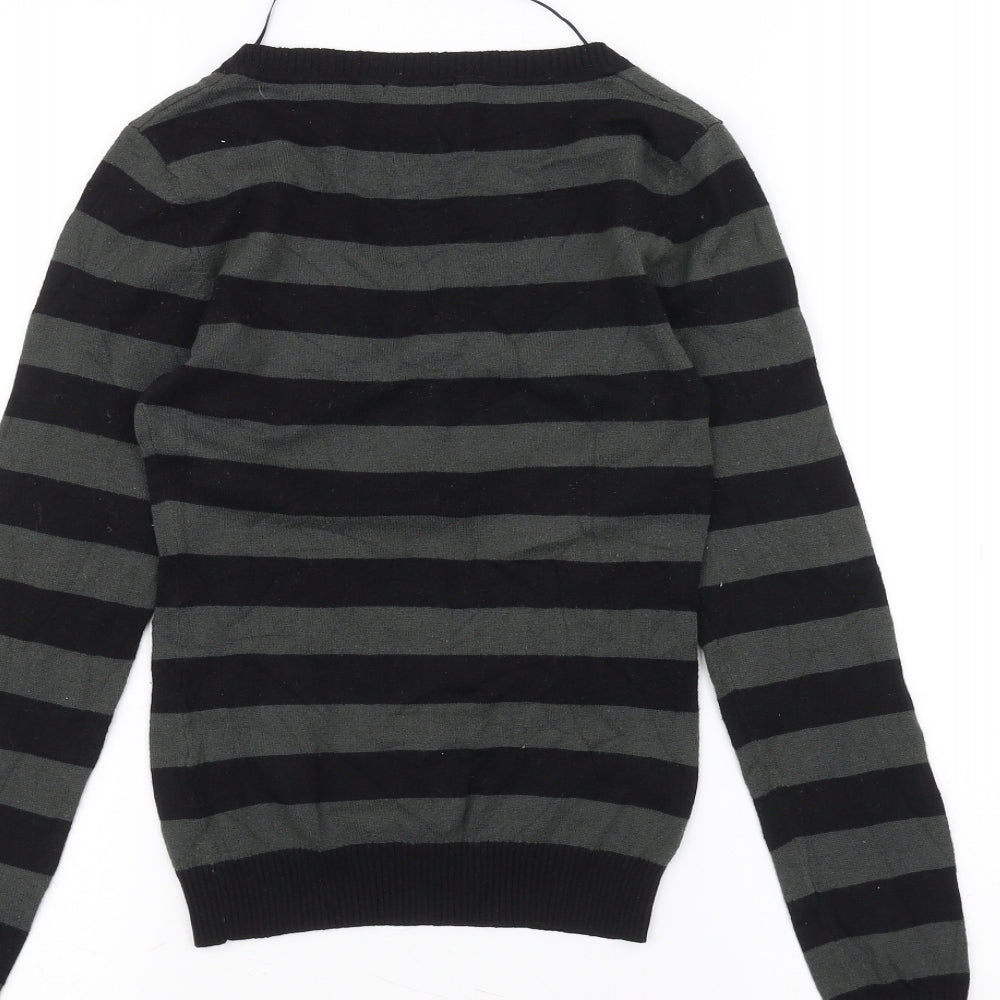 H&M Womens Black Striped  Basic T-Shirt Size XS