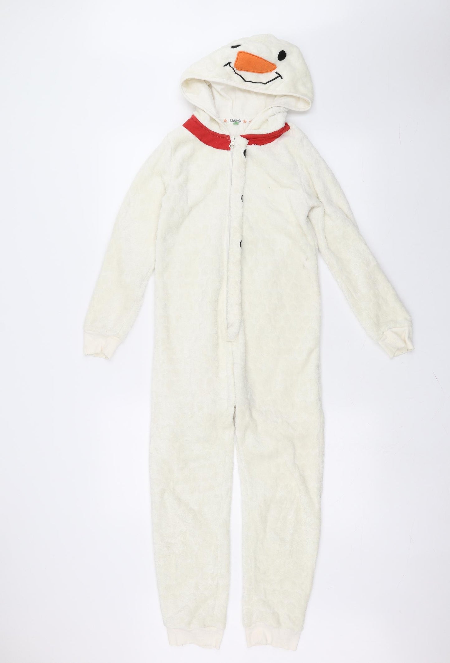 Preworn Girls White Solid  Top One Piece Size 9 Years  - Snowman