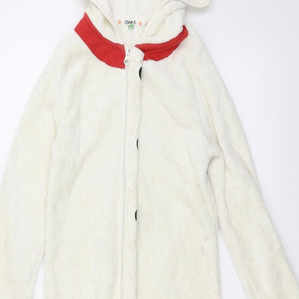 Preworn Girls White Solid  Top One Piece Size 9 Years  - Snowman