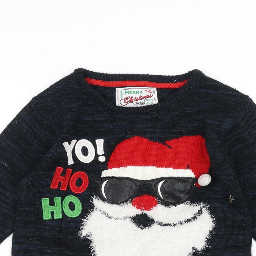 Primark Boys Blue   Pullover Jumper Size 7-8 Years  - christmas jumper