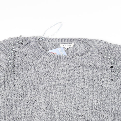 Wild flower Womens Grey   Pullover Jumper Size M