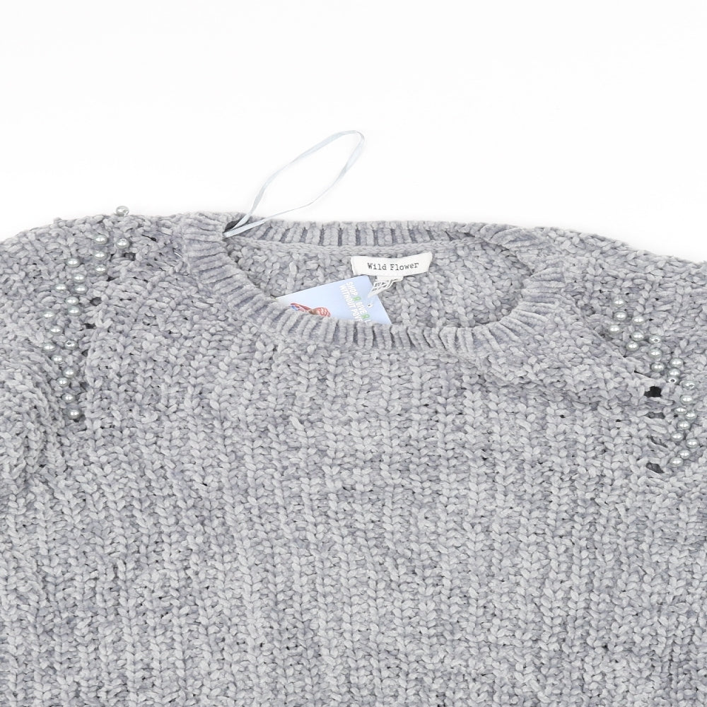 Wild flower Womens Grey   Pullover Jumper Size M