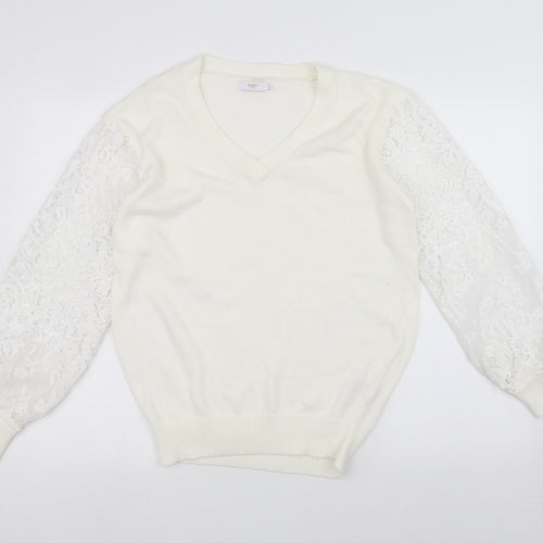 Cotton Traders Womens White   Pullover Jumper Size 12
