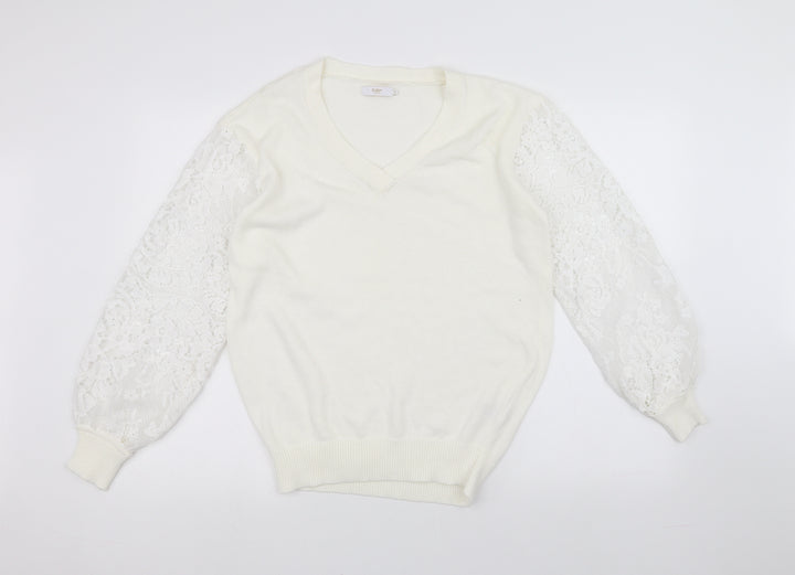 Cotton Traders Womens White Pullover Jumper Size 12
