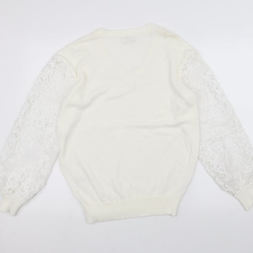 Cotton Traders Womens White   Pullover Jumper Size 12
