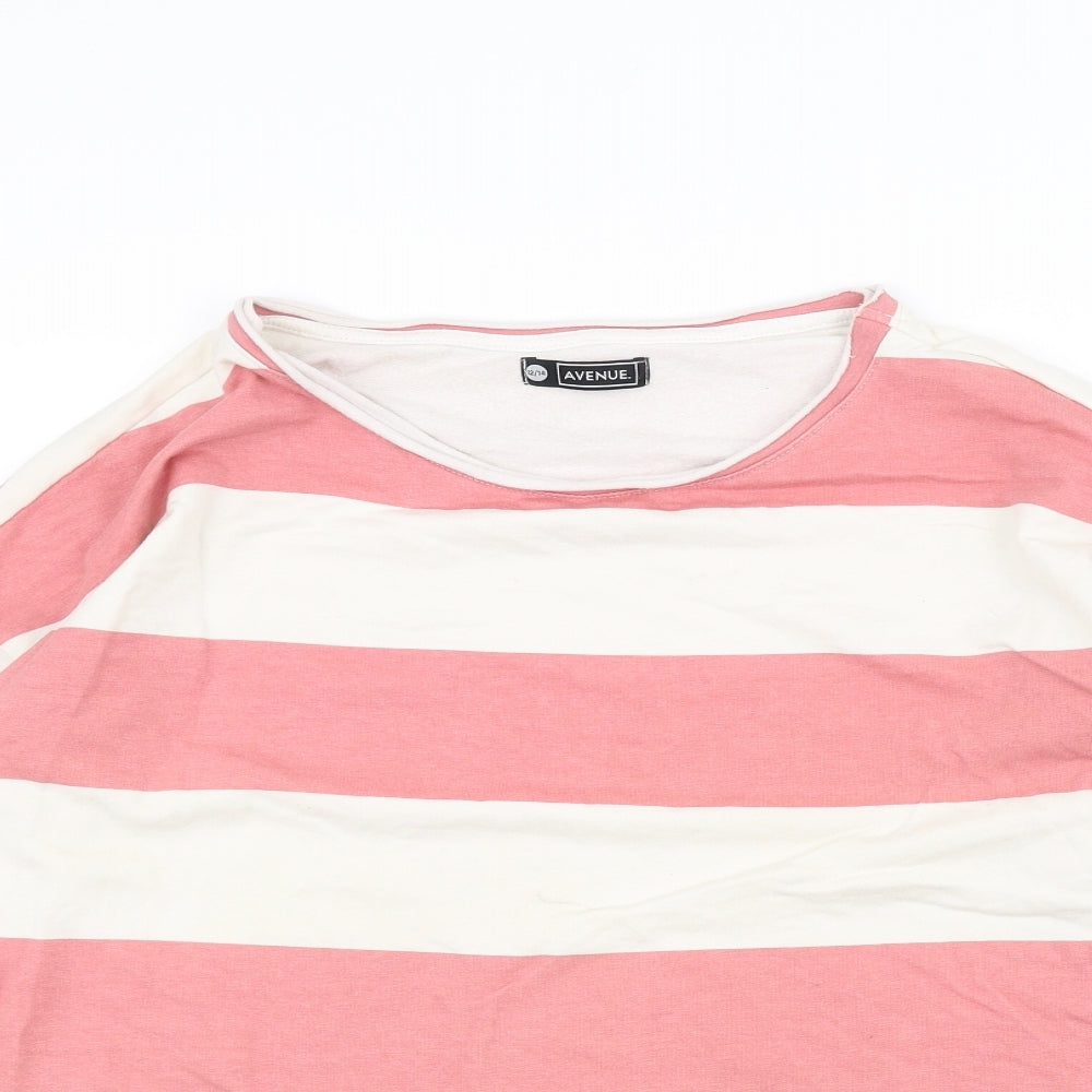 Avenue Womens White Striped  Pullover Jumper Size 12