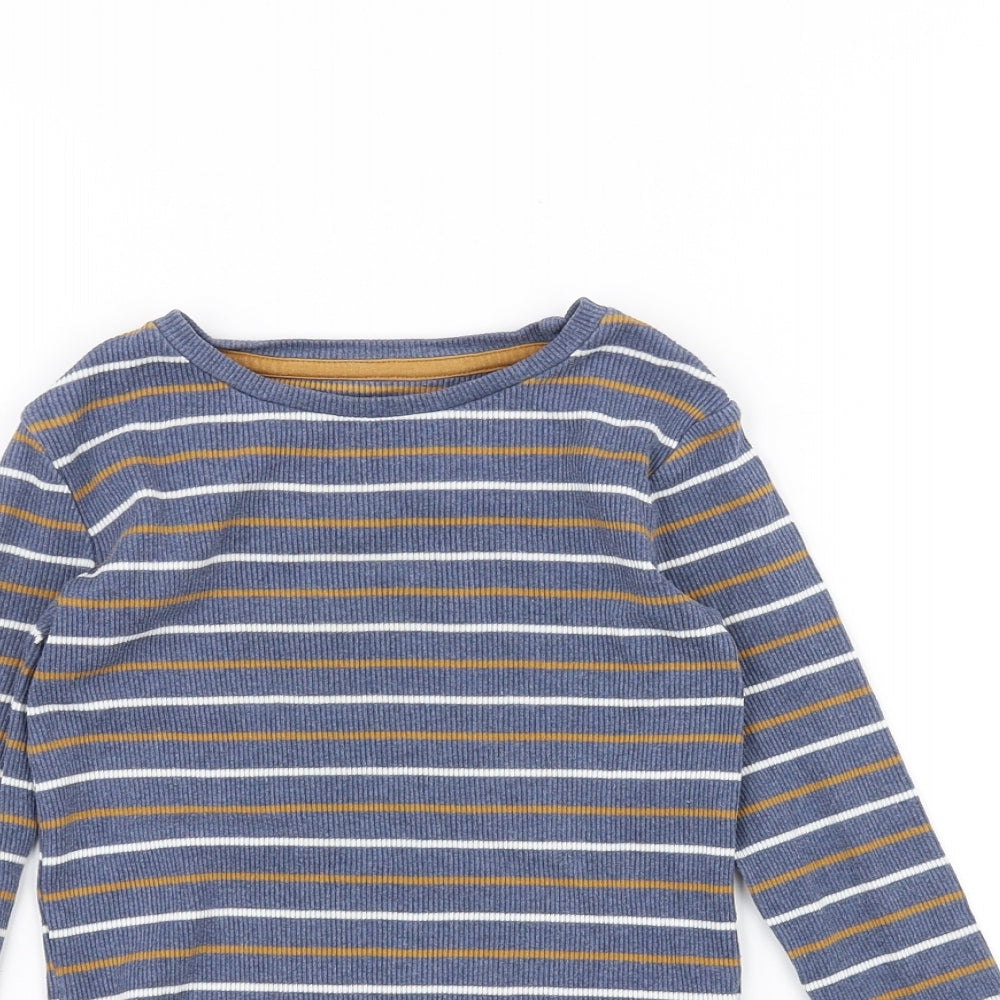 Marks and Spencer Boys Blue Striped  Basic T-Shirt Size 5-6 Years